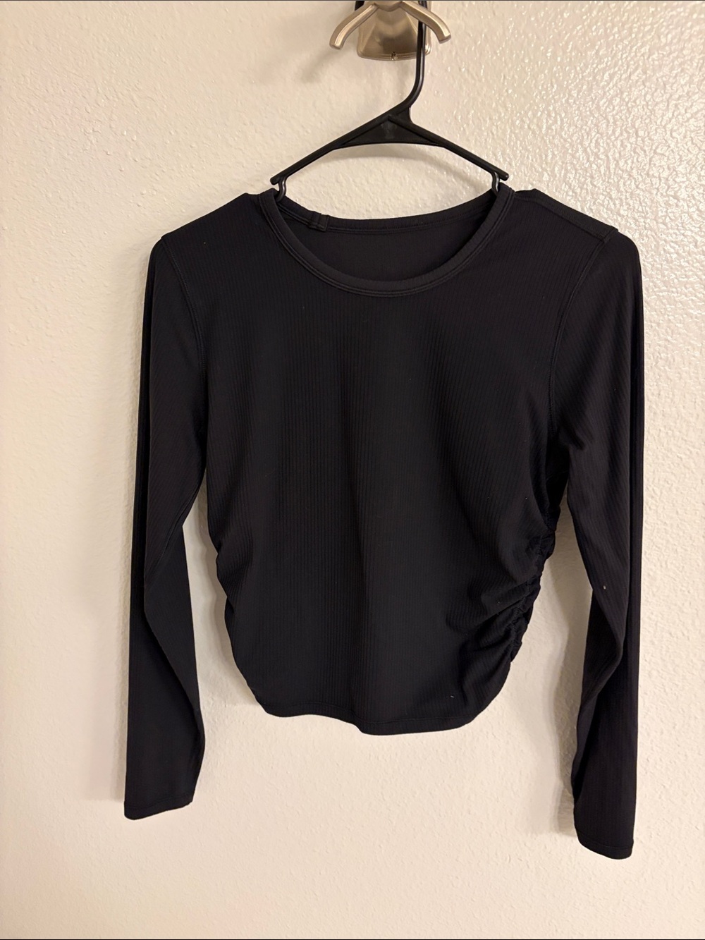 LuLu Long Sleeve Black Ruched Side Women's Top